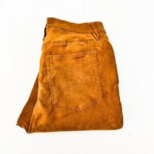 Good American Good Waist Tobacco Faux Suede Leather Denim Pants Size 16